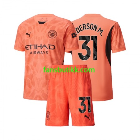 Fotballdrakt Manchester City Ederson M 31 Keeper Barn Bortetrøye 2024-2025 Kortermet